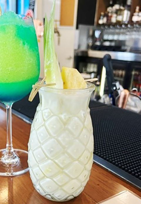 Our very popular Pina Colada, best enjoyed on the front deck!